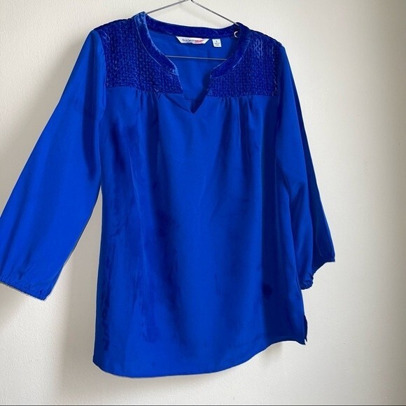 Isaac Mizrahi Rich Blue Shirt Top - Picture 6 of 7